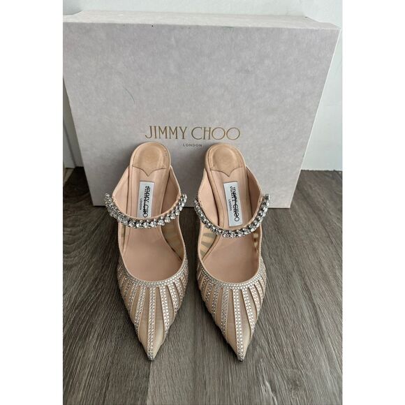 Jimmy Choo Bing 100MM Crystal-Embellished Mesh Mules EU39.5/US9.5 $1950 - Picture 5 of 12